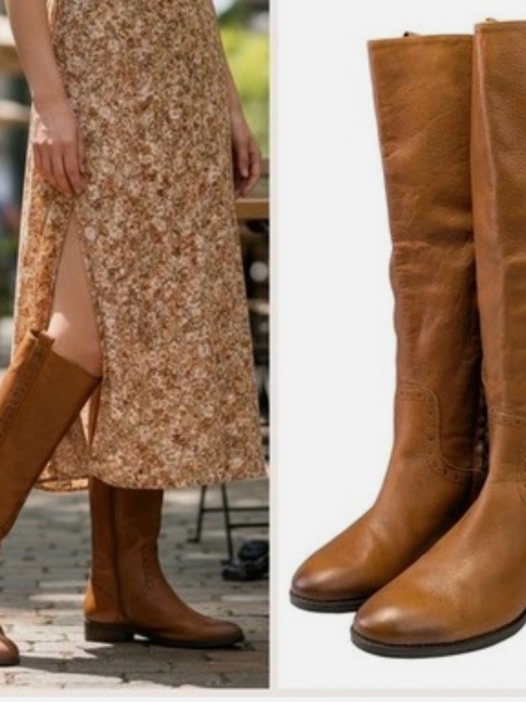 Sam Edelman Prina Studded Brown Leather Riding Tall Brown Leather Boots Size 10